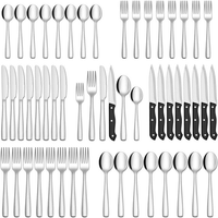 48-Piece Silverware Set with Steak Knives for 8, Stainless Steel Flatware Cutlery Set For Home Kitchen Restaurant Hotel, Kitchen Utensils Set, Mirror Polished, Dishwasher Safe EasyOptionXY LLC