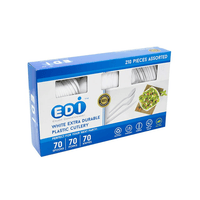 EDI Disposable Plastic Cutlery Set,70 Forks,70 Knives,70 Spoons, White, 210 Count EasyOptionXY LLC