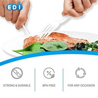 EDI Disposable Plastic Cutlery Set,70 Forks,70 Knives,70 Spoons, White, 210 Count EasyOptionXY LLC