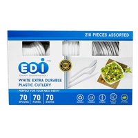 EDI Disposable Plastic Cutlery Set,70 Forks,70 Knives,70 Spoons, White, 210 Count EasyOptionXY LLC
