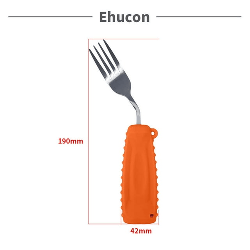 Ehucon Adaptive Utensils,Weighted Fork for Handicaps , Tremors Parkinsons Limited or Weak Grasp Elderly, Ergonomic Cutlery with Non-Slip Easy Grip Handles(Right Hand) EasyOptionXY LLC