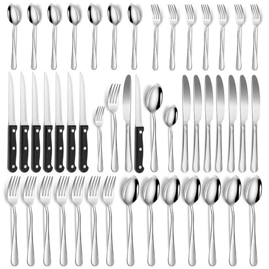 48 Pcs Silverware Set with Steak Knives Service for 8,Stainless Steel Flatware Set,Mirror Polished Cutlery Utensil Set,Home Kitchen Eating Tableware Set,Include Fork Knife Spoon Set,Dishwasher Safe EasyOptionXY LLC