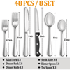 48 Pcs Silverware Set with Steak Knives Service for 8,Stainless Steel Flatware Set,Mirror Polished Cutlery Utensil Set,Home Kitchen Eating Tableware Set,Include Fork Knife Spoon Set,Dishwasher Safe EasyOptionXY LLC