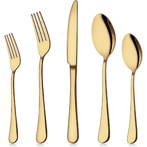 Gold Silverware Set, 20-Piece Flatware Set Aisoso Stainless Steel Cutlery Kitchen Utensil Set Tableware Service for 4 EasyOptionXY LLC