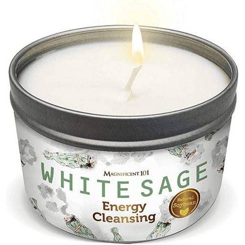 Magnificent 101 White Sage 6oz Natural Soy Aromatherapy Energy Cleansing Intention Candle EasyOptionXY LLC