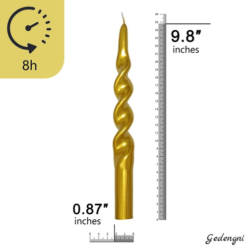 FCMSHAMD 9.8" Gold Spiral Taper Candles Sticks for Wedding DInner Decoration ,Unscente Dripless Smokeless Pack of 2 EasyOptionXY LLC