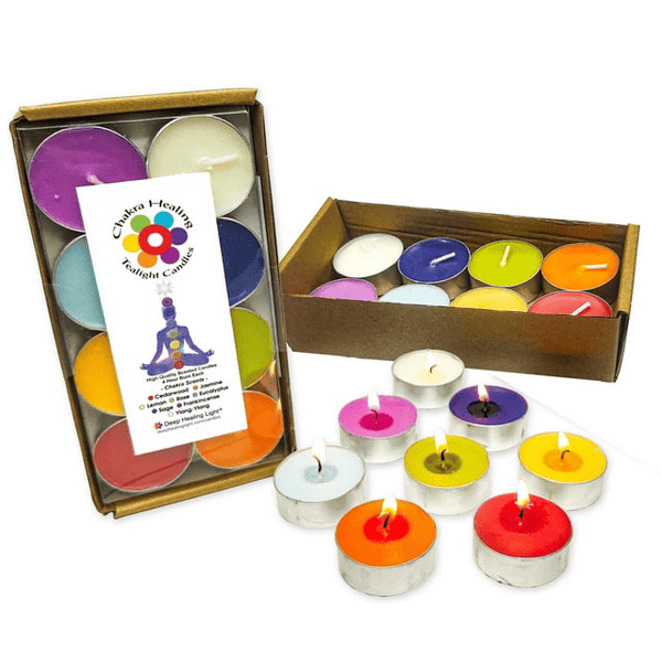 16 Chakra Scented and Colored Tealight Candles - 8 Fragrances and Colors for Healing Chakras, Meditation EasyOptionXY LLC