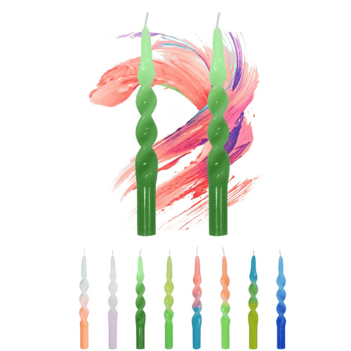 FCMSHAMD 10 inch Blue Green Spiral Taper Candles Sticks for Dinner Home Decoration Unscented Dripless Smokeless Pack of 2 EasyOptionXY LLC