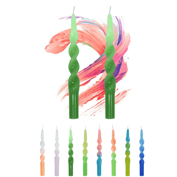 FCMSHAMD 10 inch Blue Green Spiral Taper Candles Sticks for Dinner Home Decoration Unscented Dripless Smokeless Pack of 2 EasyOptionXY LLC