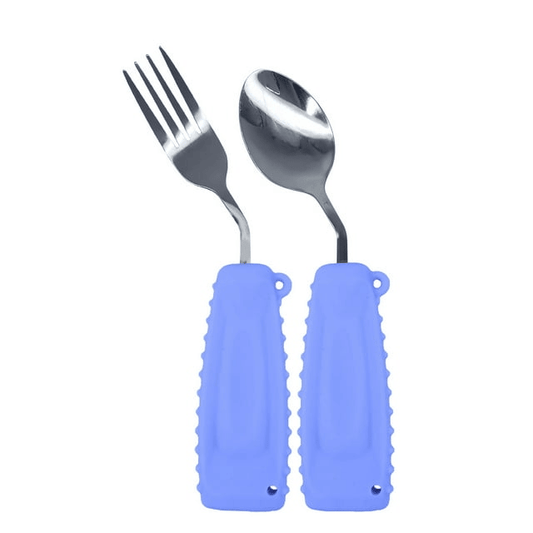 Ehucon Adaptive Utensils,Weighted Spoon and Fork Set for Handicaps ,Tremors Parkinsons Limited or Weak Grasp Elderly,Ergonomic Cutlery with Silicon Non-Slip Easy Grip Handles(Purple,Right Hand,2 PCS) EasyOptionXY LLC