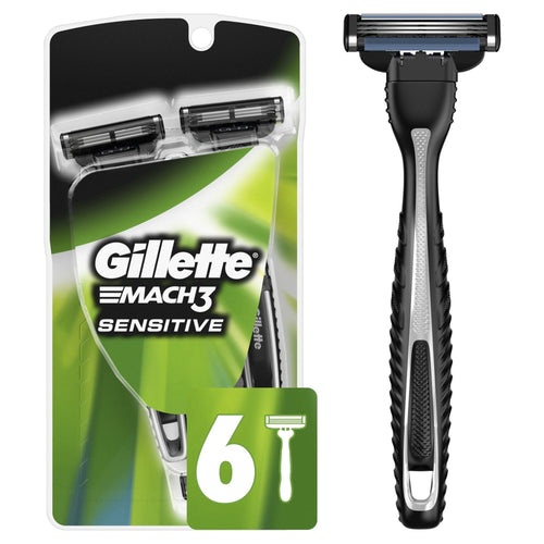 Gillette Mach3 Sensitive Men's Disposable Razors; 6 Count EasyOptionXY LLC