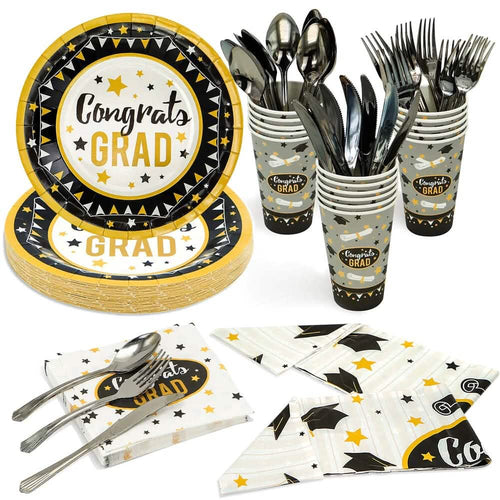 114-Piece Set: Table Cover Cup Plate Napkin Silverware