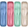 4 Pack Reusable Travel Utensils Set with Case, Wheat Straw Portable Knife Fork Spoons Tableware, Eco-Friendly Cutlery for Kids Adults Travel Picnic Camping Utensils, 4 Colors EasyOptionXY LLC