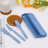 4 Pack Reusable Travel Utensils Set with Case, Wheat Straw Portable Knife Fork Spoons Tableware, Eco-Friendly Cutlery for Kids Adults Travel Picnic Camping Utensils, 4 Colors EasyOptionXY LLC
