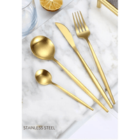 Gold Silverware Set 24 Pieces, Stainless Steel Flatware Set,Titanium Gold Plating Cutlery Set Utensil Sets Service for 6, Kitchen Cutlery For Home Office Restaurant Hotel EasyOptionXY LLC
