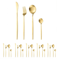 Gold Silverware Set 24 Pieces, Stainless Steel Flatware Set,Titanium Gold Plating Cutlery Set Utensil Sets Service for 6, Kitchen Cutlery For Home Office Restaurant Hotel EasyOptionXY LLC