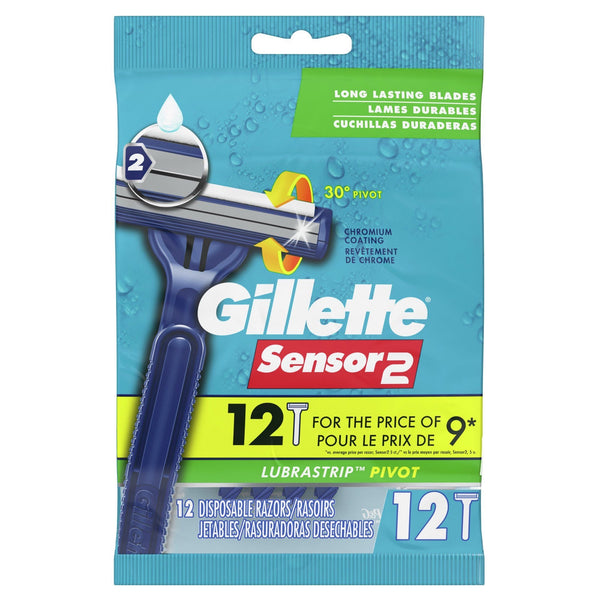 Gillette Sensor2 Pivoting Head Men's Disposable Razors; 12 Count EasyOptionXY LLC