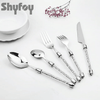 SHYFOY Silverware Set Cutlery Stainless Crushed Diamond Home Decor 5 PCS , Silver, 1 Set EasyOptionXY LLC