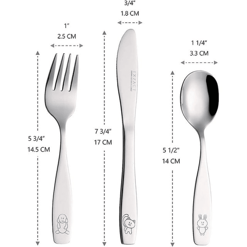 Exzact Children Flatware 6pcs Stainless Steel Silverware Set - Engraved Dog Cat Bunny Design EasyOptionXY LLC