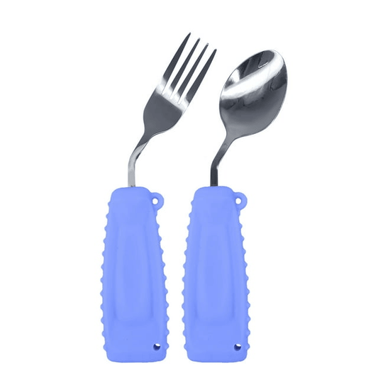 Ehucon Adaptive Utensils,Weighted Spoon and Fork Set for Handicaps ,Tremors Parkinsons Limited or Weak Grasp Elderly,Ergonomic Cutlery with Silicon Non-Slip Easy Grip Handles(Purple,Left Hand,2 PCS) EasyOptionXY LLC