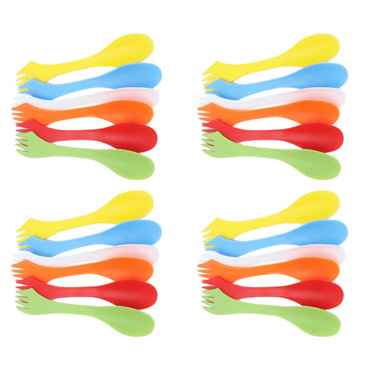 LYUMO 24PCS Plastic Fork Set 3 in 1 Multifunctional Reusable Fork Knife Spoon Set Colorful Utensils Kit Portable Camping Flatware for Picnic Lunch Box Office EasyOptionXY LLC