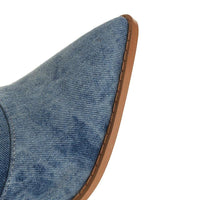 Tie Dye Denim Knee-High Cowgirl Boots