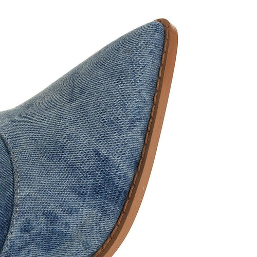 Tie Dye Denim Knee-High Cowgirl Boots