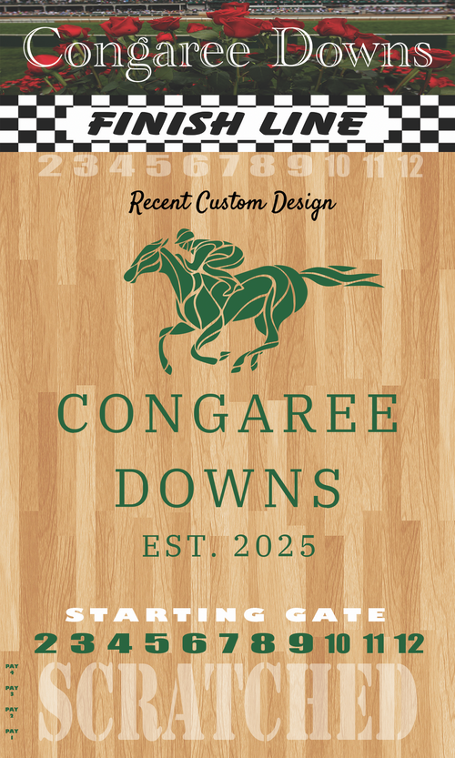 XL 18x30 Brown Striped Track Horse Race Party Game - New Heavy Duty Metal Horse Numbered 2-12