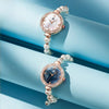 Women's Pearl Bracelet Watch Rose Gold Crystal Bezel