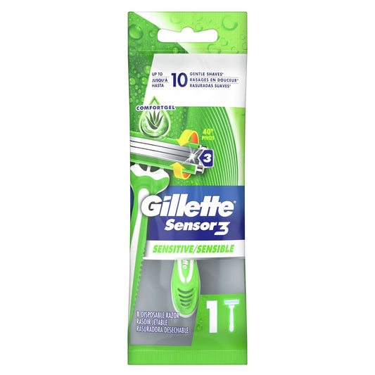 Gillette Sensor3 Sensitive Men's Disposable Razor; 1 Razor EasyOptionXY LLC