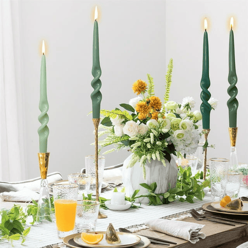 FCMSHAMD 9.3 Inch Spiral Taper Candles Set of 4 Burn Time 6 H Unscented Smokeless for Wedding Dinner Decoration Candle Sticks EasyOptionXY LLC