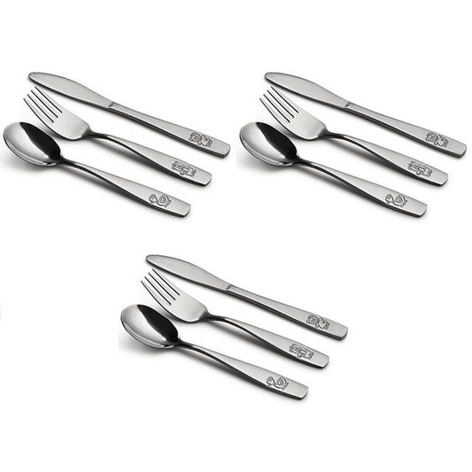 9 Piece Stainless Steel Kids Cutlery, Child and Toddler Safe Flatware, Kids Silverware, Kids Utensil Set Includes 3 Knives, 3 Forks, 3 Spoons, Total of 3 Place Settings, Ideal for Home and Preschools EasyOptionXY LLC