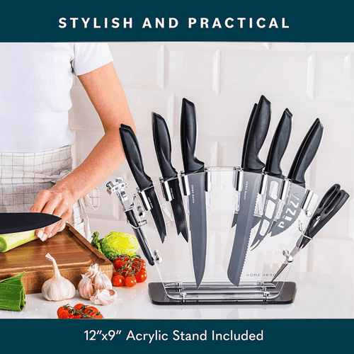 Home Hero - Kitchen Knife Set & Steak Knifes - Ultra-Sharp, High Carbon - Stainless Steel, Black, 16 Pcs EasyOptionXY LLC