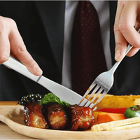 12 Pcs Silverware Set with 6 Dinner Knives and 6 Dinner Forks, Boriyuan Silver Stainless Steel Flatware Set, Tableware Cutlery Set for Home Kitchen Restaurant Hotel EasyOptionXY LLC