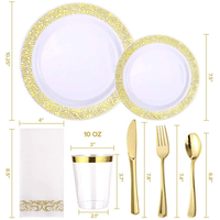 FOCUSLINE 350 Piece Gold Plastic Plates, Disposable Heavy Duty Plastic Plate Set EasyOptionXY LLC