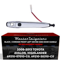 Exterior Door Handle Black/Chrome Replacement for Toyota Avalon (08-12), Highlander (08-13), Highlander Hybrid (08-13) OE Part # 69210-07010-C0, 69210-30310-C0 | Front Left Driver Side
