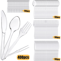 STONCEL 400PCS Clear Plastic Cutlery Set, Durable Reusable Plastic Cutlery Set Includes 100 Forks 100 Spoons 100 Knives 100 Fruit Forks for Tableware, Parties, Camping and Dinnerware EasyOptionXY LLC
