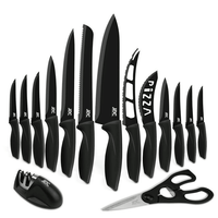 Lux Decor Collection 15-Piece Kitchen Knife Set - High Carbon Stainless Steel, Non-Stick Coating, Rust-Resistant, Ergonomic Handles - Perfect for Cooking & Serving EasyOptionXY LLC