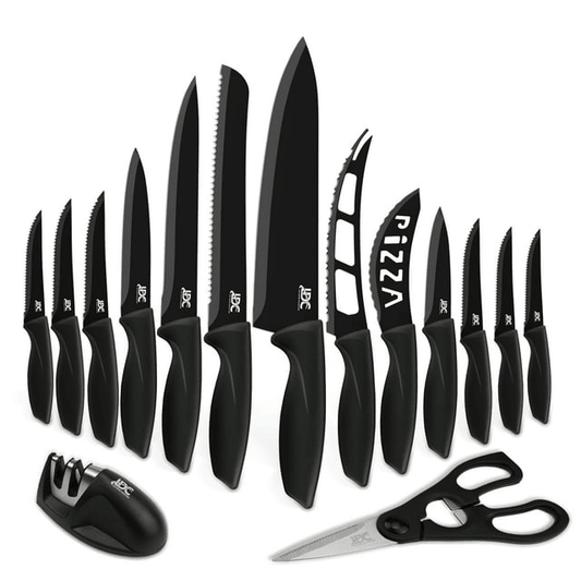 Lux Decor Collection 15-Piece Kitchen Knife Set - High Carbon Stainless Steel, Non-Stick Coating, Rust-Resistant, Ergonomic Handles - Perfect for Cooking & Serving EasyOptionXY LLC