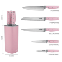 Hecef Kitchen Knife Block Set with Universal Knife Block Holder, High Carbon Stainless Steel Pink Chef Knife Set EasyOptionXY LLC
