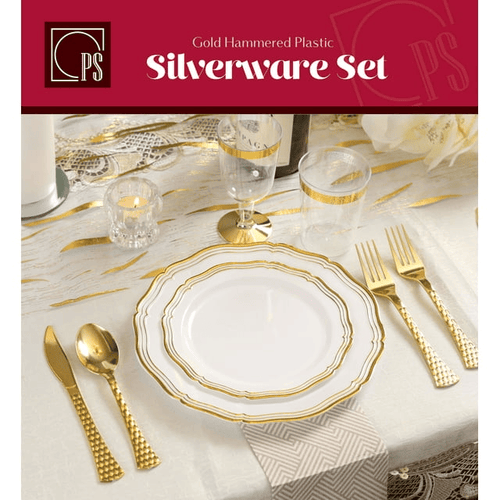 Gold Plastic Silverware Set - 120 Piece Gold Plastic Cutlery Set - Elegant Disposable Gold Utensils - 40 Gold Forks, 40 Soup Spoons and 40 Knives - For Thanksgiving,Weddings, Parties, and Catering EasyOptionXY LLC