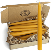 100% Pure Beeswax Taper Candles with Dipped Look - 12 Hours Each, 12 Pack, 144 Hours - USA Bees Wax - Handmade - Unscented - A ll N atural Light Honey Scent EasyOptionXY LLC