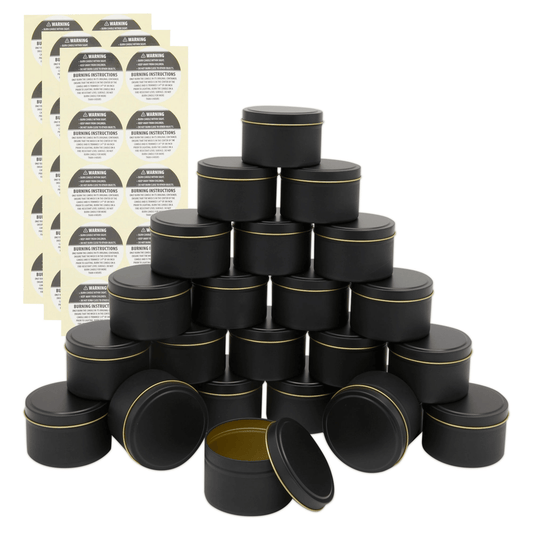 24 Pack Candle Tins 8 oz with Lids and Labels for Candle Making (Black) EasyOptionXY LLC