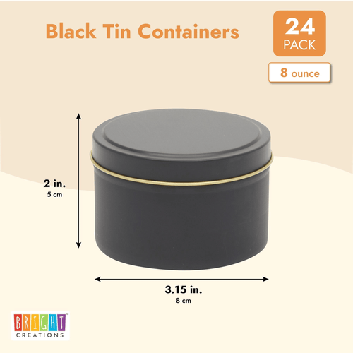 24 Pack Candle Tins 8 oz with Lids and Labels for Candle Making (Black) EasyOptionXY LLC