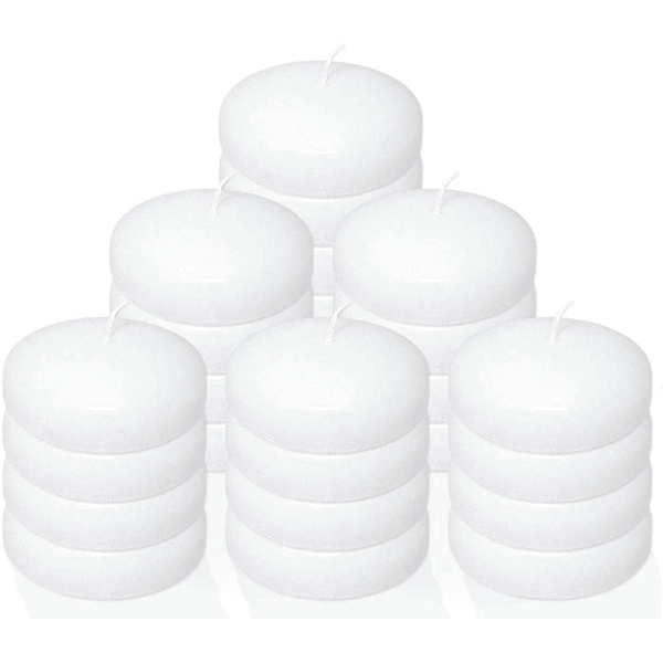 3" Floating Candles (24 Pack) White, Unscented Disc, for Centerpiece by Stock Your Home EasyOptionXY LLC