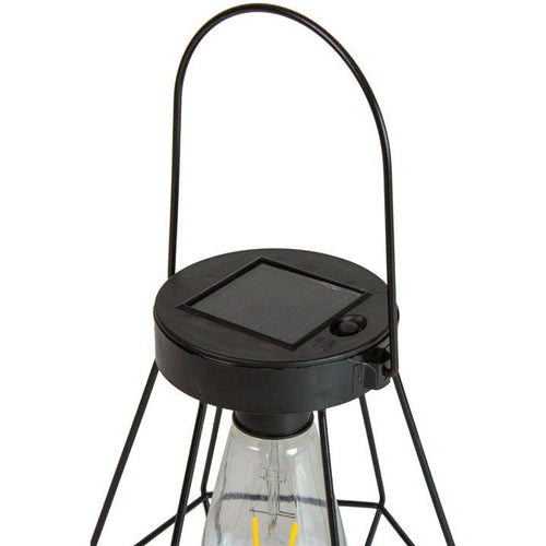 7.5" Black Geometric Outdoor Hanging Solar Lantern with Handle - 7.5 EasyOptionXY LLC