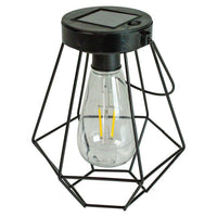 7.5" Black Geometric Outdoor Hanging Solar Lantern with Handle - 7.5 EasyOptionXY LLC