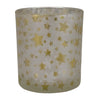 3" Matte Silver and Gold Stars and Snowflakes Flameless Glass Candle Holder EasyOptionXY LLC