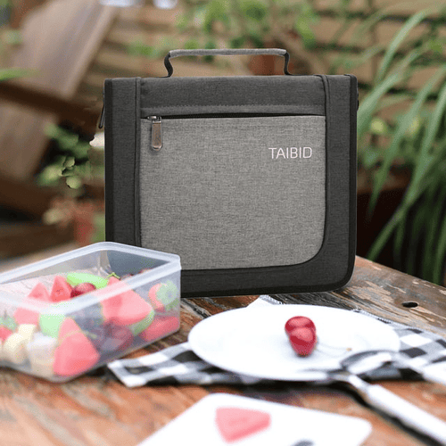 TAIBID Picnic Set Camping Cutlery 2 Person Dinnerware Set with Plates,Spoons,Knives,Wine Opener,Forks,Napkins EasyOptionXY LLC