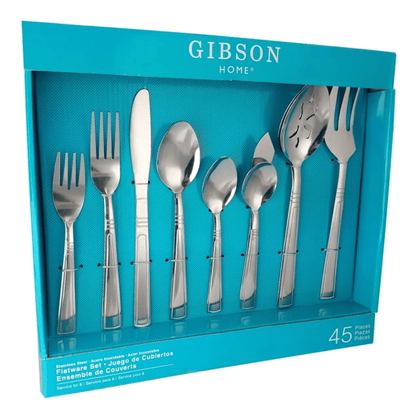 Gibson Home Astonshire 45 Peice Tumble Finish Flatware Set EasyOptionXY LLC